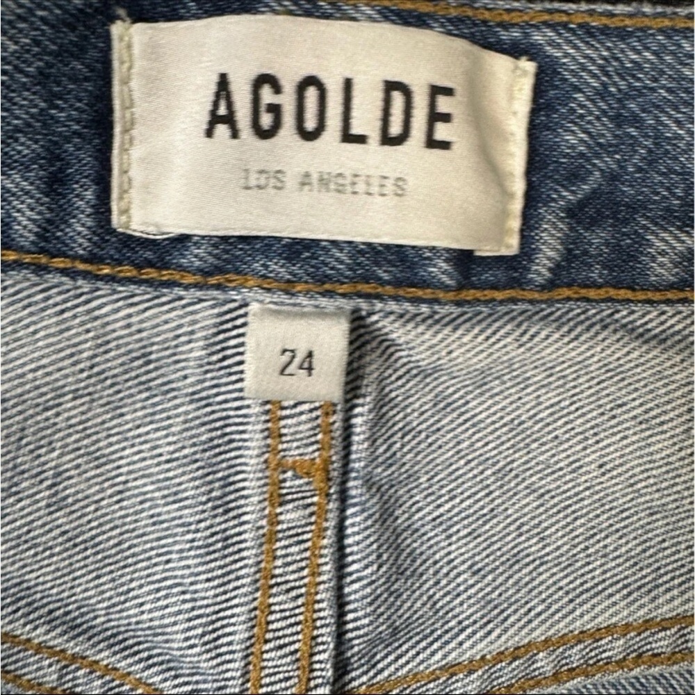 Agolde 90s Mid Rise Ripped Jeans Loose Fit Light Wash - Picture 9 of 13